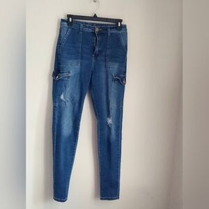 AQ Jeans Women 9 Blue Stylish Distressed Versatile Casual Comfy Denim Chic Y2K